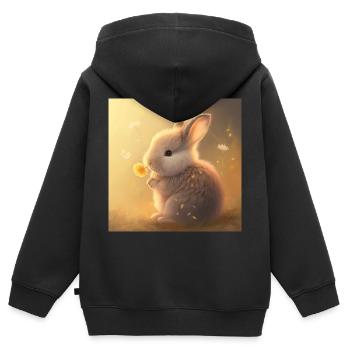 Lapin - Sweat Premium à capuche zippé enfant bio - noir - Dos - AI Model Kid Male (0cm)