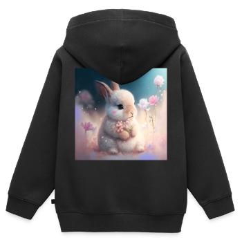 Lapin - Sweat Premium à capuche zippé enfant bio - noir - Dos - AI Model Kid Male (0cm)