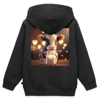 cute cow with hearts - Kids Premium Organic Zip-up Hoodie - black - Back - AI Model Kid Male (0cm)