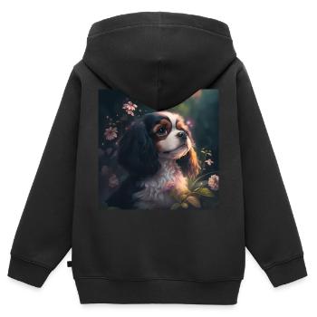 charlie spaniel puppy - Kinder Premium Organic Zip Hoodie - Schwarz - Hinten - AI Model Kid Male (0cm)