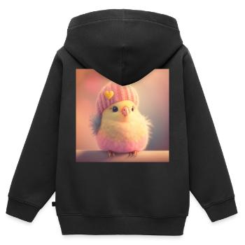 Birdie - Sweat Premium à capuche zippé enfant bio - noir - Dos - AI Model Kid Male (0cm)