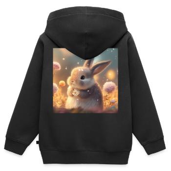 cute rabbit with flowers - Kids Premium Organic Zip-up Hoodie - black - Back - AI Model Kid Male (0cm)