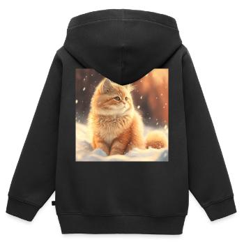 Kittens in the snow - Kids Premium Organic Zip-up Hoodie - black - Back - AI Model Kid Male (0cm)