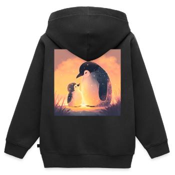 Famille Penguin - Sweat Premium à capuche zippé enfant bio - noir - Dos - AI Model Kid Male (0cm)