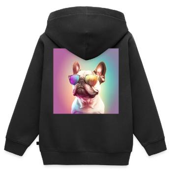 french bulldog - Kinder Premium Organic Zip Hoodie - Schwarz - Hinten - AI Model Kid Male (0cm)