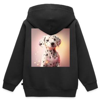 Dalmatiner Welpe - Kinder Premium Organic Zip Hoodie - Schwarz - Hinten - AI Model Kid Male (0cm)