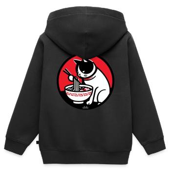 Ramen isst Katze - Kinder Premium Organic Zip Hoodie - Schwarz - Hinten - AI Model Kid Male (0cm)