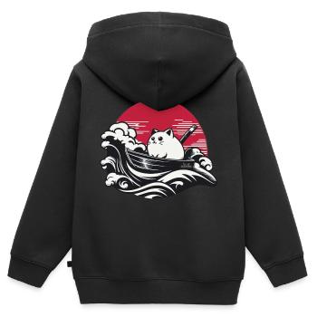Seekatze - Kinder Premium Organic Zip Hoodie - Schwarz - Hinten - AI Model Kid Male (0cm)