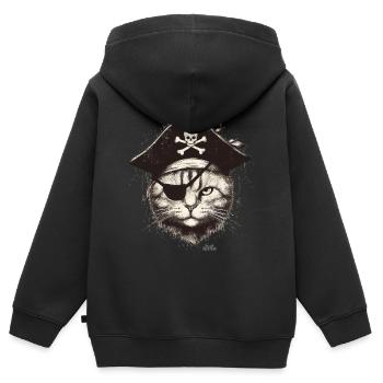 Piraten-Katze 3 - Kinder Premium Organic Zip Hoodie - Schwarz - Hinten - AI Model Kid Male (0cm)