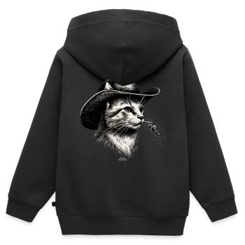 Cowboy-Katze - Kinder Premium Organic Zip Hoodie - Schwarz - Hinten - AI Model Kid Male (0cm)