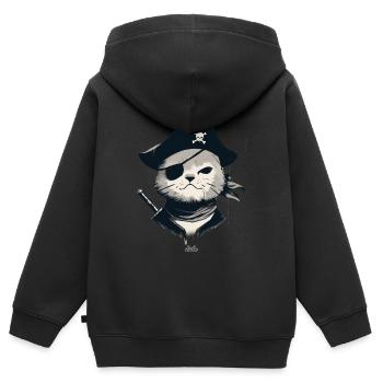 Piraten-Katze 1 - Kinder Premium Organic Zip Hoodie - Schwarz - Hinten - AI Model Kid Male (0cm)