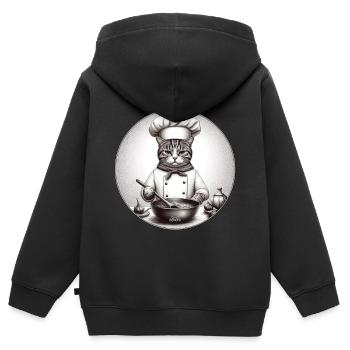 Katze Koch - Kinder Premium Organic Zip Hoodie - Schwarz - Hinten - AI Model Kid Male (0cm)