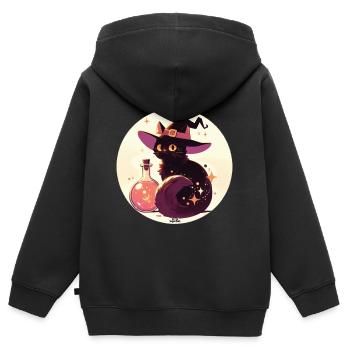 Trank Katze 3 - Kinder Premium Organic Zip Hoodie - Schwarz - Hinten - AI Model Kid Male (0cm)