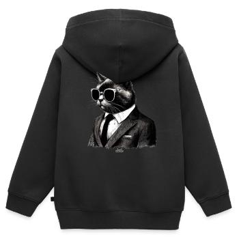 Anzug Katze - Kinder Premium Organic Zip Hoodie - Schwarz - Hinten - AI Model Kid Male (0cm)