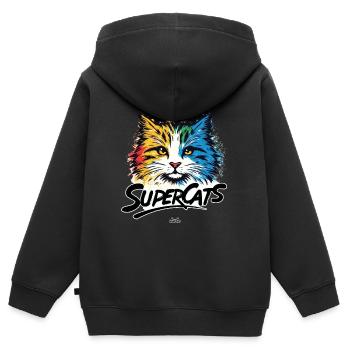 Supercats Logo 1 - Kinder Premium Organic Zip Hoodie - Schwarz - Hinten - AI Model Kid Male (0cm)