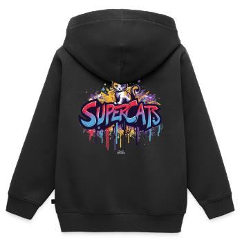 Supercats 2 Logo - Kinder Premium Organic Zip Hoodie - Schwarz - Hinten - AI Model Kid Male (0cm)