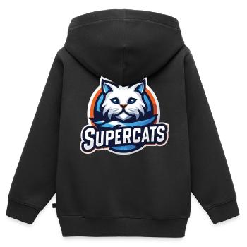 Supercats 3 Logo - Kinder Premium Organic Zip Hoodie - Schwarz - Hinten - AI Model Kid Male (0cm)