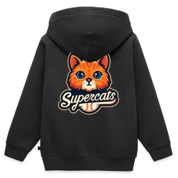 Supercats 5 Logo - Kinder Premium Organic Zip Hoodie - Schwarz - Hinten - AI Model Kid Male (0cm)