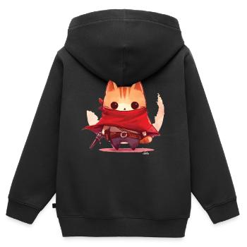Katze als Cowboy verkleidet - Kinder Premium Organic Zip Hoodie - Schwarz - Hinten - AI Model Kid Male (0cm)