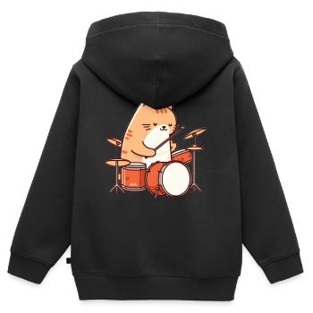 Batter Katze - Kinder Premium Organic Zip Hoodie - Schwarz - Hinten - AI Model Kid Male (0cm)