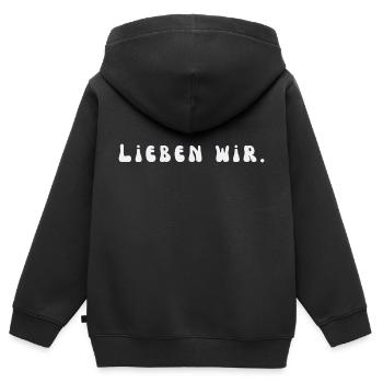 lieben wir. - Kinder Premium Organic Zip Hoodie - Schwarz - Hinten - AI Model Kid Male (0cm)