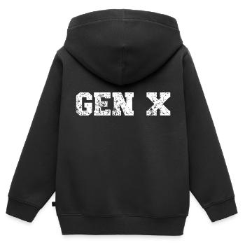 Gen X FAFO Génération X - Sweat Premium à capuche zippé enfant bio - noir - Dos - AI Model Kid Male (0cm)