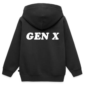 Gen X FAFO Génération X - Sweat Premium à capuche zippé enfant bio - noir - Dos - AI Model Kid Male (0cm)