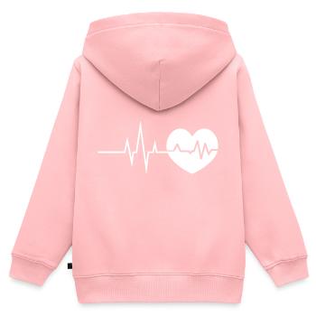 Battements de Coeur - Heartbeat / Heart - Love - Sweat Premium à capuche zippé enfant bio - rose - Dos - AI Model Kid Female (0cm)