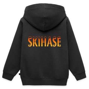 Skihase - Kinder Premium Organic Zip Hoodie - Schwarz - Hinten - AI Model Kid Male (0cm)