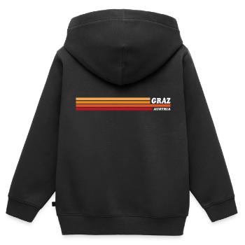 Autriche Graz Voyage En Europe Voyage - Sweat Premium à capuche zippé enfant bio - noir - Dos - AI Model Kid Male (0cm)