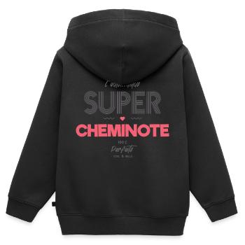 L authentique super cheminote - Sweat Premium à capuche zippé enfant bio - noir - Dos - AI Model Kid Male (0cm)