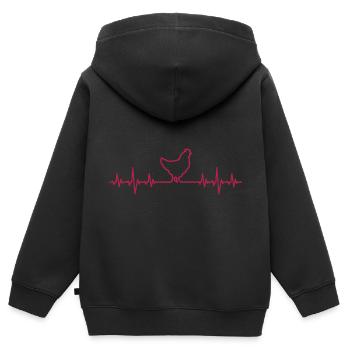 Huhn Henne - Kinder Premium Organic Zip Hoodie - Schwarz - Hinten - AI Model Kid Male (0cm)