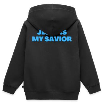 Jesus ist mein Erlöser - Christliche Zitate - Kinder Premium Organic Zip Hoodie - Schwarz - Hinten - AI Model Kid Male (0cm)