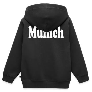 Munich - Sweat Premium à capuche zippé enfant bio - noir - Dos - AI Model Kid Male (0cm)