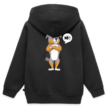 Australian Shepherd Hund - Australian Shepherd - Kinder Premium Organic Zip Hoodie - Schwarz - Hinten - AI Model Kid Male (0cm)