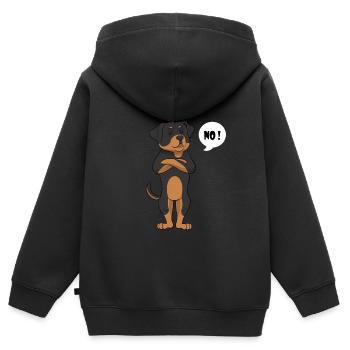 Rottweiler Lustig - Rottweiler - Sweat Premium à capuche zippé enfant bio - noir - Dos - AI Model Kid Male (0cm)