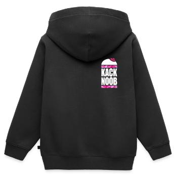 Zertifizierte KackNoob-Uniform! - Kinder Premium Organic Zip Hoodie - Schwarz - Hinten - AI Model Kid Male (0cm)