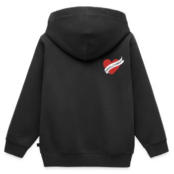 Brautjungfer rotes Herz und Band - Kinder Premium Organic Zip Hoodie - Schwarz - Hinten - AI Model Kid Male (0cm)