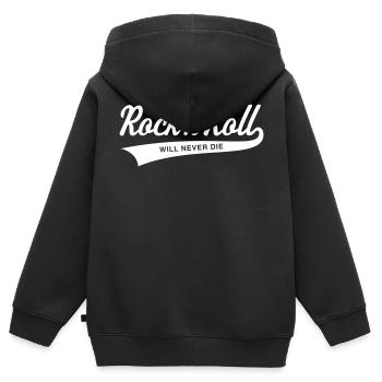 Rock 'n' Roll will never die - Kinder Premium Organic Zip Hoodie - Schwarz - Hinten - AI Model Kid Male (0cm)