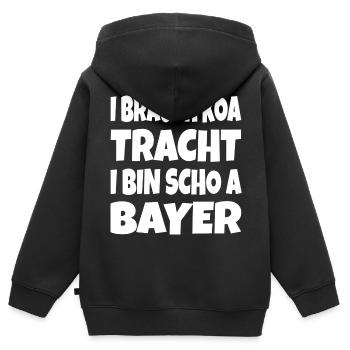 I brauch koa Tracht... - Kinder Premium Organic Zip Hoodie - Schwarz - Hinten - AI Model Kid Male (0cm)