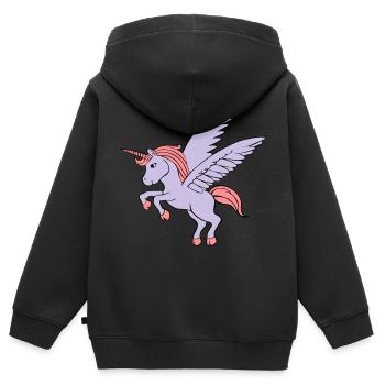 Licorne avec des ailes - Sweat Premium à capuche zippé enfant bio - noir - Dos - AI Model Kid Male (0cm)