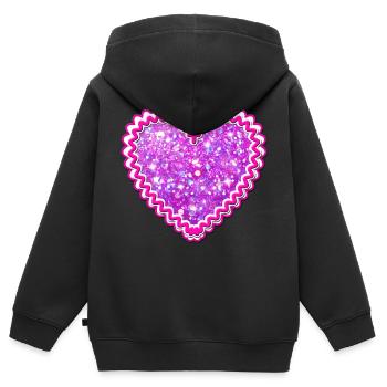 40 Lebkuchenherz Pink Glitzer Glamour Herz - Kinder Premium Organic Zip Hoodie - Schwarz - Hinten - AI Model Kid Male (0cm)