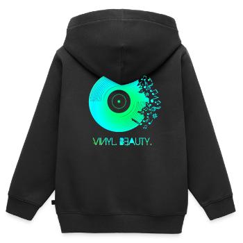 Beauté de vinyle - Sweat Premium à capuche zippé enfant bio - noir - Dos - AI Model Kid Male (0cm)