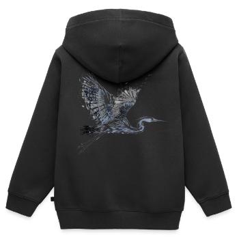 Reiher - Kinder Premium Organic Zip Hoodie - Schwarz - Hinten - AI Model Kid Male (0cm)