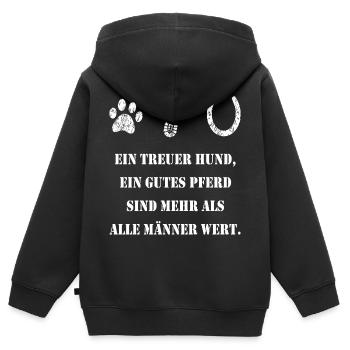 Pferdesprüche und Reitersprüche Reitsport - Kinder Premium Organic Zip Hoodie - Schwarz - Hinten - AI Model Kid Male (0cm)