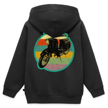 Cyclomoteur Schwalbe rétro Simmi - Sweat Premium à capuche zippé enfant bio - noir - Dos - AI Model Kid Male (0cm)