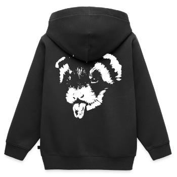 Mignon vilain animal agile qui sort la langue - Sweat Premium à capuche zippé enfant bio - noir - Dos - AI Model Kid Male (0cm)