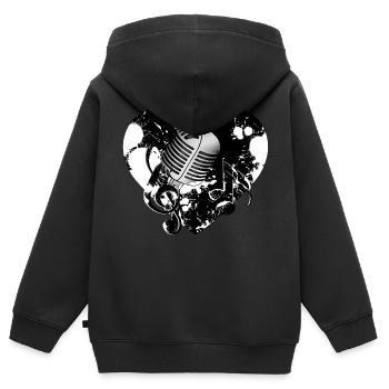 Mikrofon Herz - Kinder Premium Organic Zip Hoodie - Schwarz - Hinten - AI Model Kid Male (0cm)