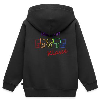 Ich bin Erste Klasse - Kinder Premium Organic Zip Hoodie - Schwarz - Hinten - AI Model Kid Male (0cm)