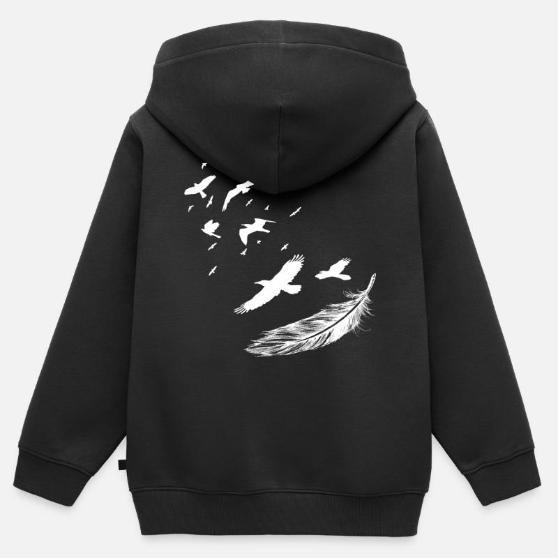 Sans oiseau & Plumeleicht - Sweat Premium à capuche zippé enfant bio - noir